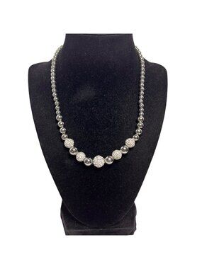 GM Stainless Steel And Clear Rhinestone Necklace (6323)